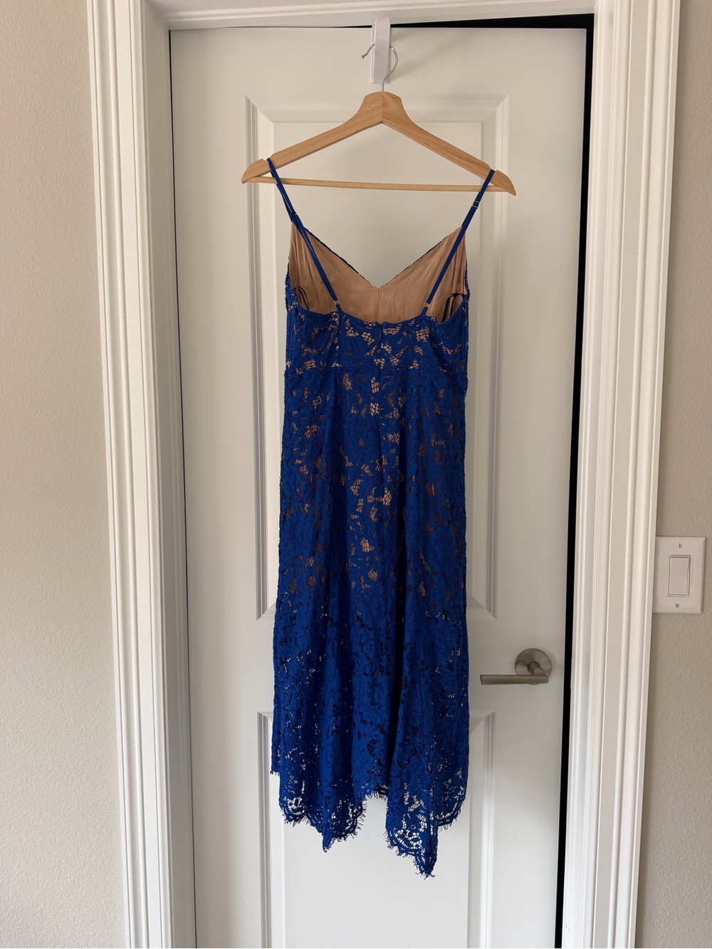 Lulu's Royal Blue Lace Midi Dress with Spaghetti Straps - Picture 7 of 8